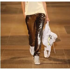 Zadig & Voltaire Prune Gold Sequin Runway Pants SS19 Paris Holiday FR 38 US 6